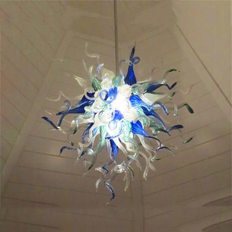 LED-ljuskronor inomhus nordiskt loft hängande lampa handblåst glas takljus för vardagsrum glans 24 inches
