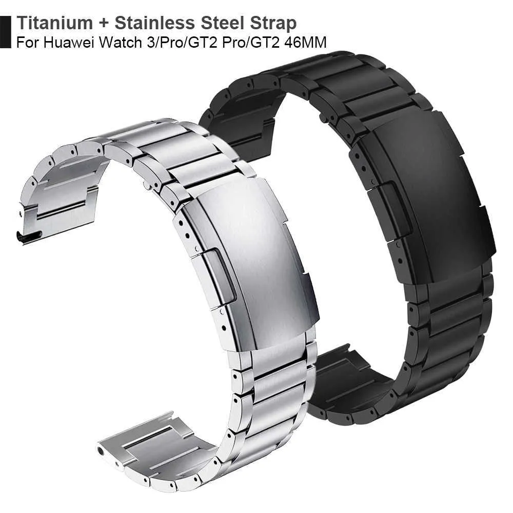 Titanium   Steel Clasp -rem för Huawei Watch 3 Band GT 2 Pro GT2 Watchband för Honor MagicWatch2 46mm GS Pro Armband Armband H0915