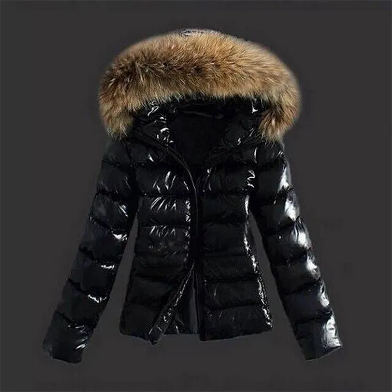 Winter Jacket Women Shiny Down Female Parkas Woman Puffer Black Brown Coat Spring Doudoune Femme Mujer 211216