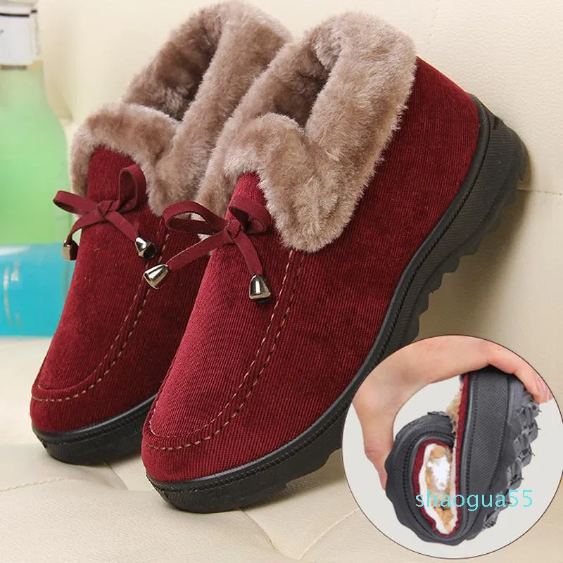 Stivali da donna moda spessa peluche velluto a coste neve per scarpe invernali casual leggero caldo basso Botas Mujer