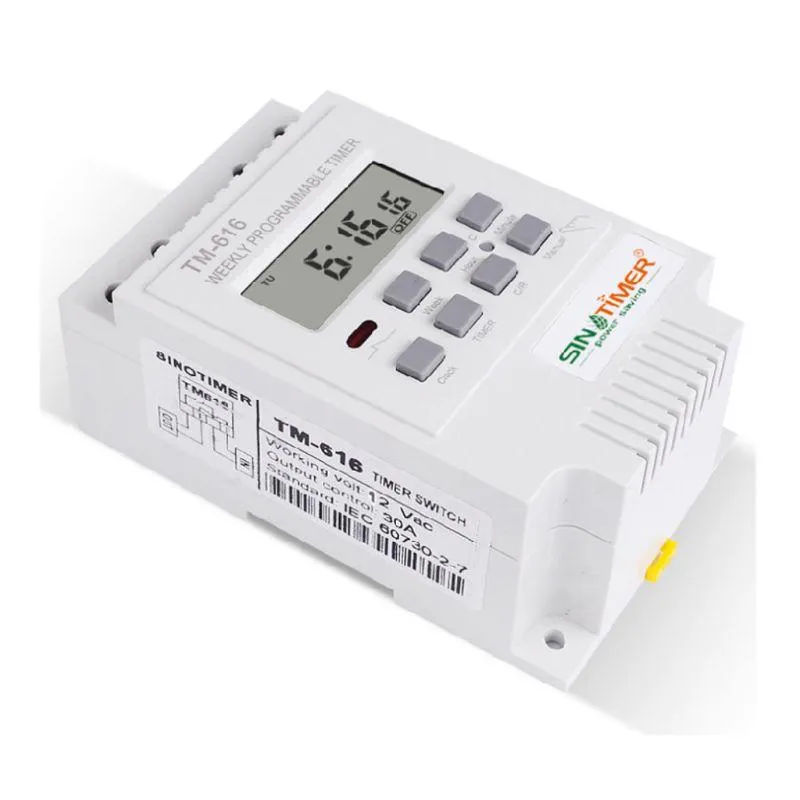 Timers TM616W Digitale elektronische timerschakelaar 110/12V 30A Rail Mount 17 Instellingen 7 dagen Wekelijkse programmeerbare relaiscontroller