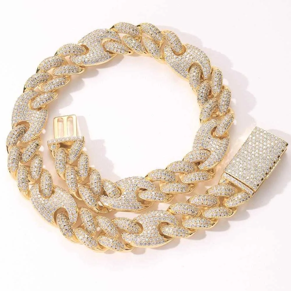 Collar de cadena de hombres cubanos de hielo de 20 mm, joyería de lujo de circonio cúbico AAA, moda hip-hop, regalos Q0809
