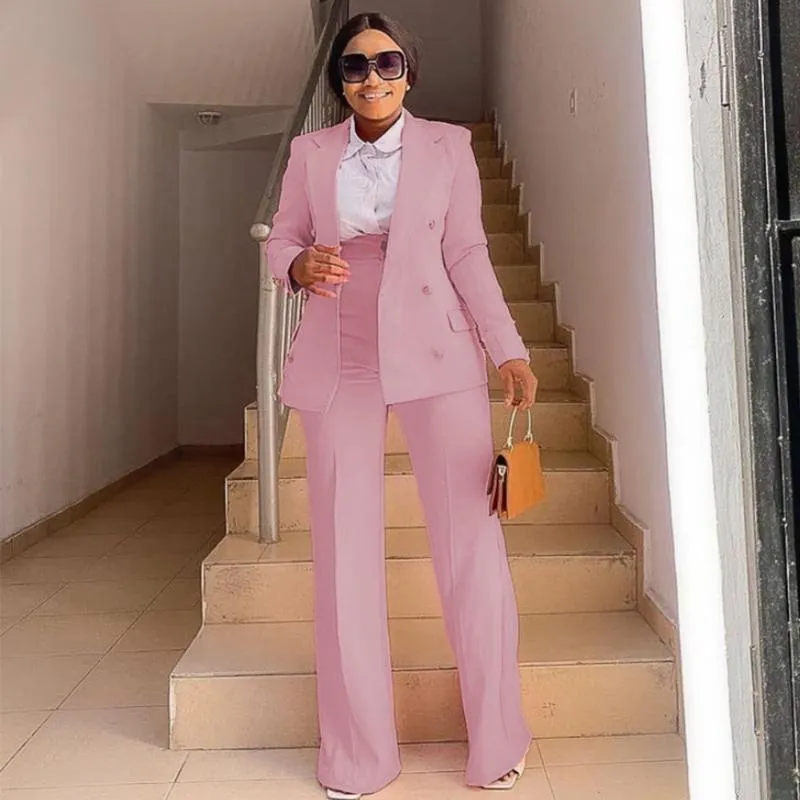 Pant Suit Business Women Blazer Sets 2 Outfits Pink Jacket Wide Leg Suit  Elegant Fall Winter Formal Suits Party Office Clothes From Perkyytrade,  $77.11