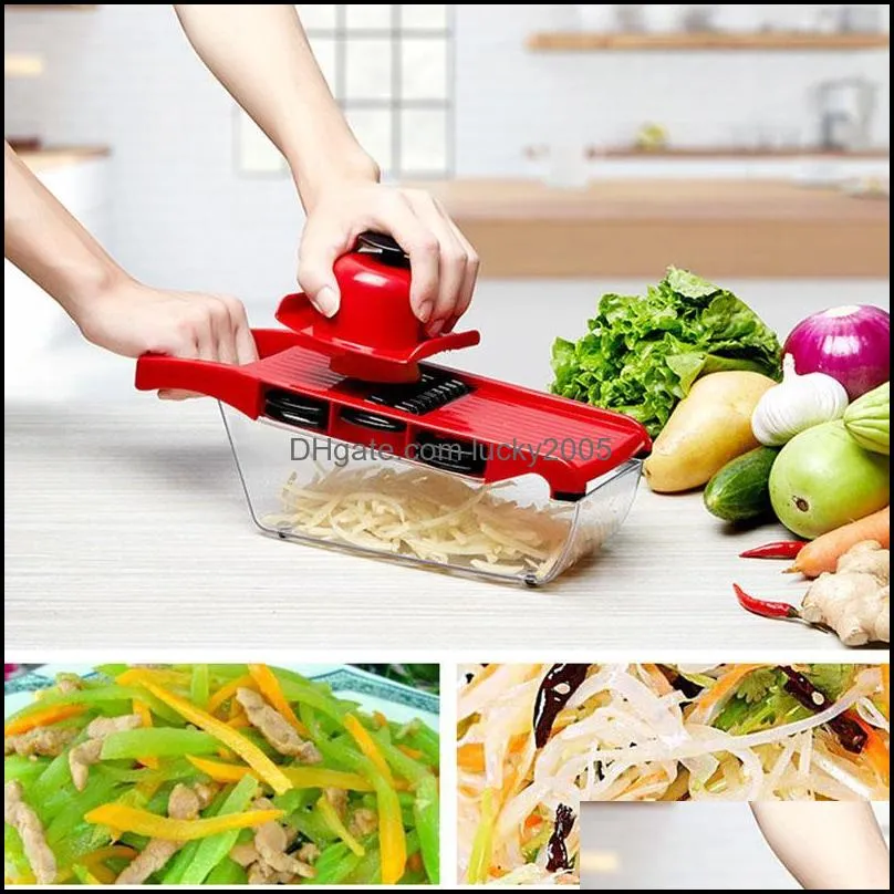 Christmas party mandolin slicer vegetable knife and tool stainless steel blade kitchen fruit manual potato peeler carrot shredder dicing machine six