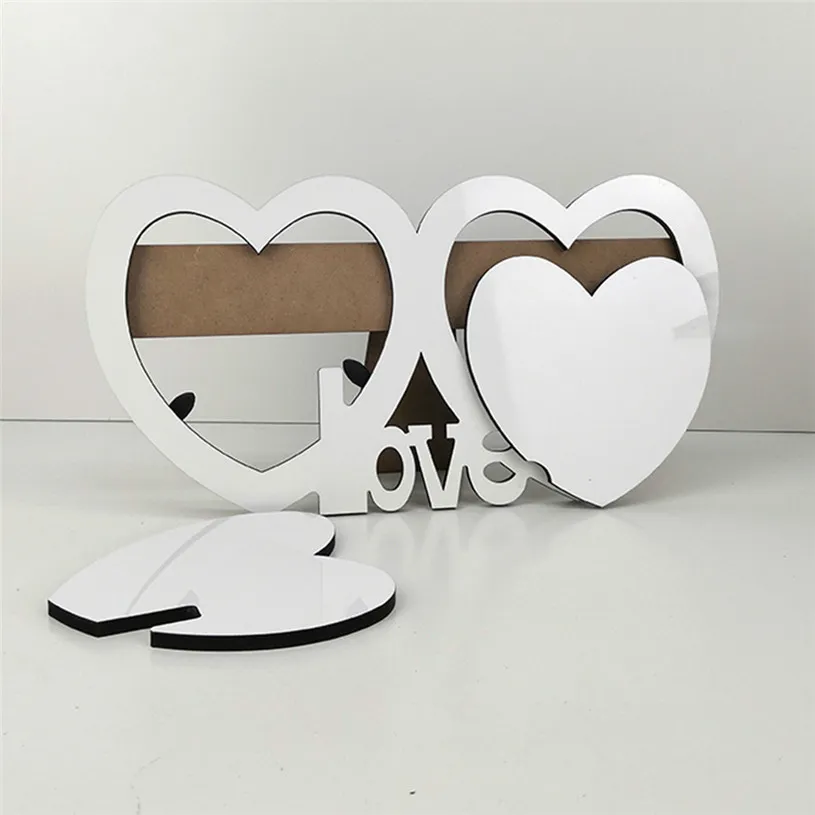 Blank Sublimation Thermal Transfer Love Heart Shape Wooden Personalized DIY Heat Printing Table Desk Wall Decor For Valentines Gifts FY4403