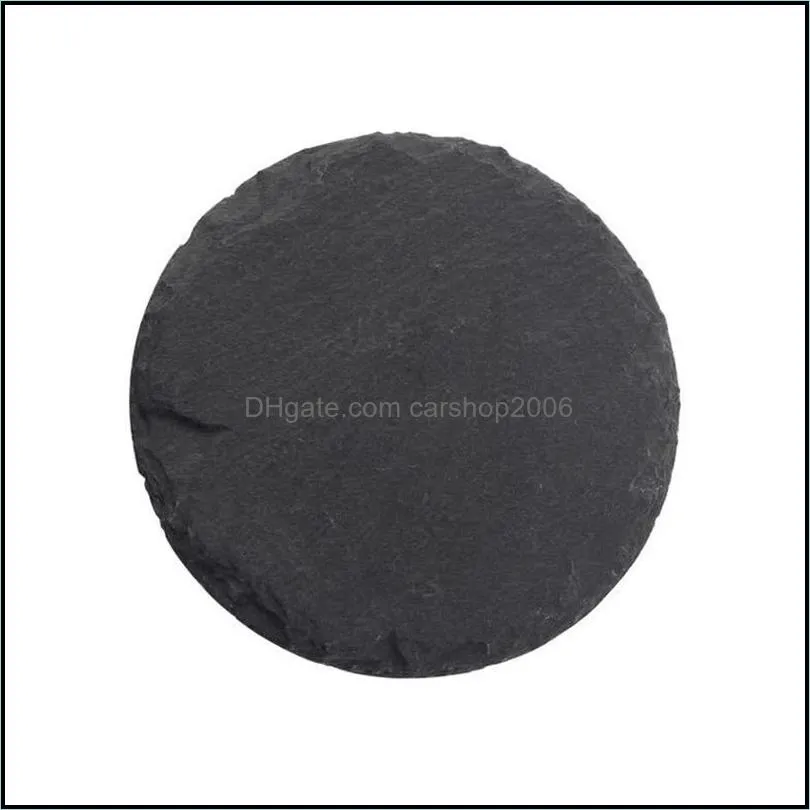 Natural Slate Coaster Table Decoration Whiskey Themed Wine Cup Holder Coasters Insulation Tea Mat HWB7590