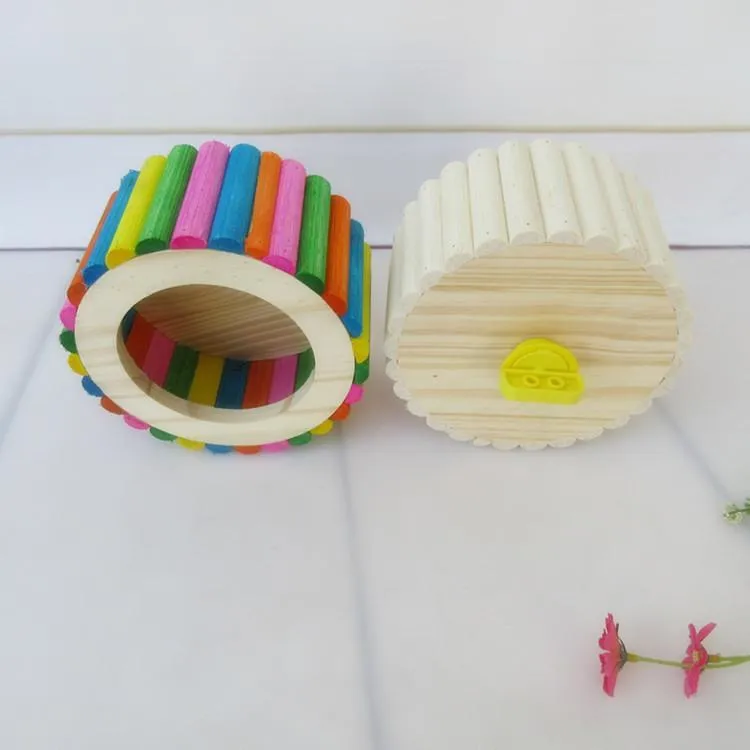 Small Pet Cage Accessories Natural Wood Silent Exercise Wheels Running