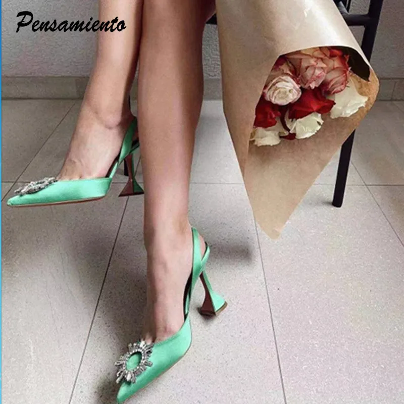 Women s Genuine Leather Gladiator Sandals Pointed Toe High Heels Platform Slingback Summer Office Shoes Navy Blue