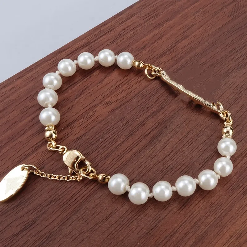 Pulsera con cuentas de perlas en 4 colores, moda popular para mujer, pulsera Obit de diamantes de imitación, regalo para amor, novia, accesorios de joyería de moda