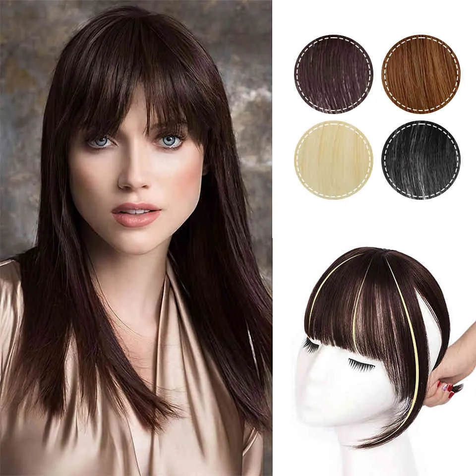 Isaic Ciemnobrązowy / Czarny Syntetyczny Fringe Clip in Hair Extension 3D Natural Franch Baths High Temperature Fiber