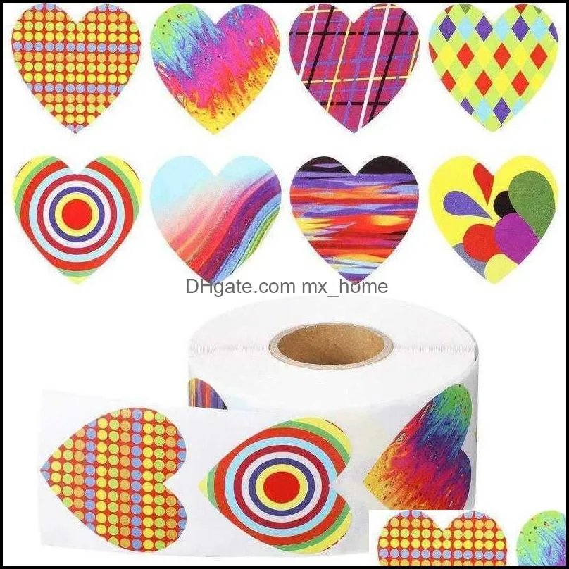 Gift Event Feestelijke benodigdheden Home Gardengift Wrap 500pcs/Roll Heart -Valentine Sticker Birthday Party Wedding Decoratie Label Sticke