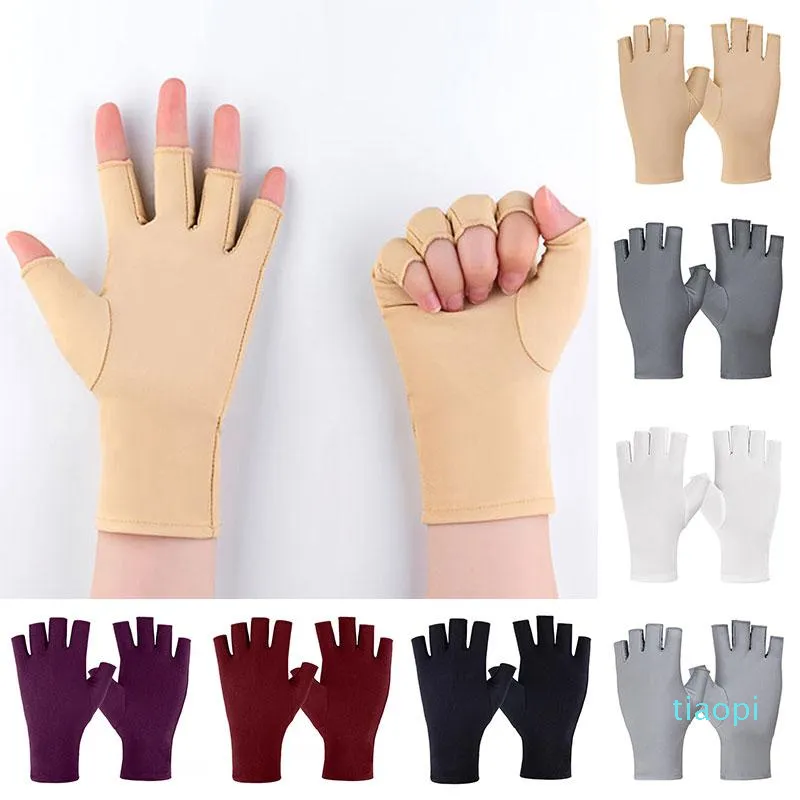 Five Fingers Gloves Women Half Summer Stretch Thin Semi-Finger Driving Anti-Slip Sunscreen Fingerless Glove Mittens