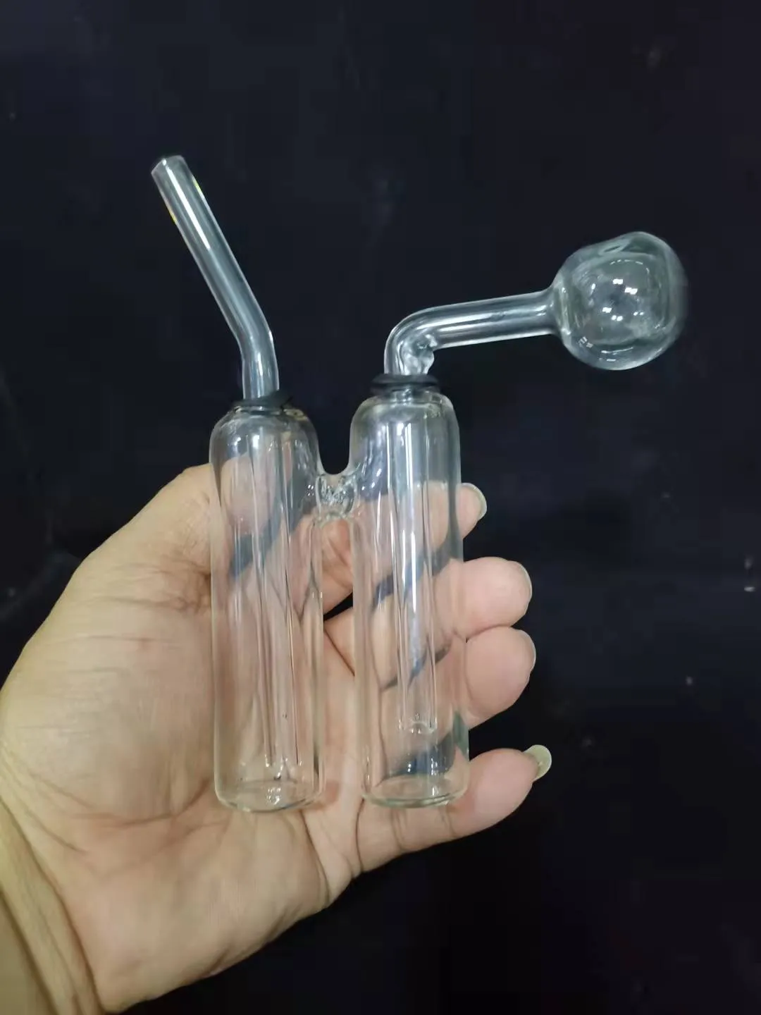 Bong in vetro a doppio tubo di vetro Bong in vetro economici in vendita pipa per fumare