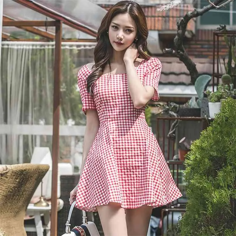 Red Plaid Mini A-Line Dress for Women with Short Sleeves and Backless  Design, 100% Cotton, Summer from Dhgate Basic & Casual Dresses - price 48.25