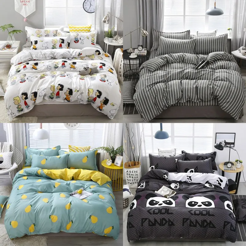 Conjunto de ropa de cama de algodón Osos 4-PC Hojas De Bolsillo profundo Log Cabin Full King Size 