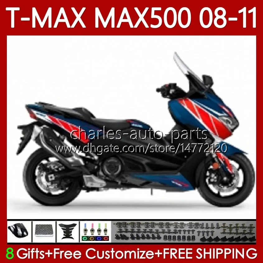 دراجة نارية TMAHA T-MAX500 TMAX-500 MAX-500 T 08-11 هيكل السيارة 107NO.58 TMAX MAX 500 TMAX500 MAX500 الأزرق الأحمر 08 09 10 11 XP500 2008 2009 2010 2011 Falls