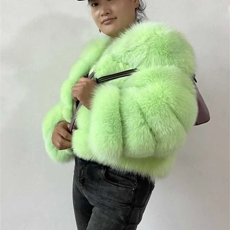 Prawdziwy futro 50 cm zima kobieta naturalny ciepły moda rękawy długość 55 cm futro płaszcz 211110