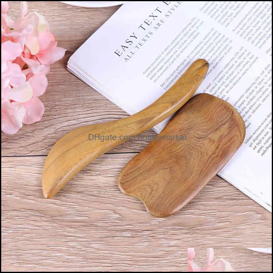 Gua 2pcs Sandalwood Sha Board Massage Scraper Guasha Plates Slimming Body Care Tool for Back Arm 4OWL