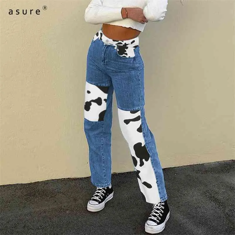 Womens Mom Jeans para Meninas Moda Calças Senhoras Calças Térmicas Y2K Streetwear Elastic Baggy Jean Femme Roupas LQ8396W0J 210712