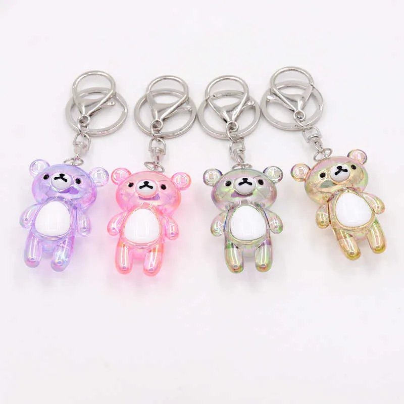 Key Chain Accessories for Women Bag Decoration Pendant Cute Bear Keychains Jewelry Car Key Ring Boy Girl Gifts G1019