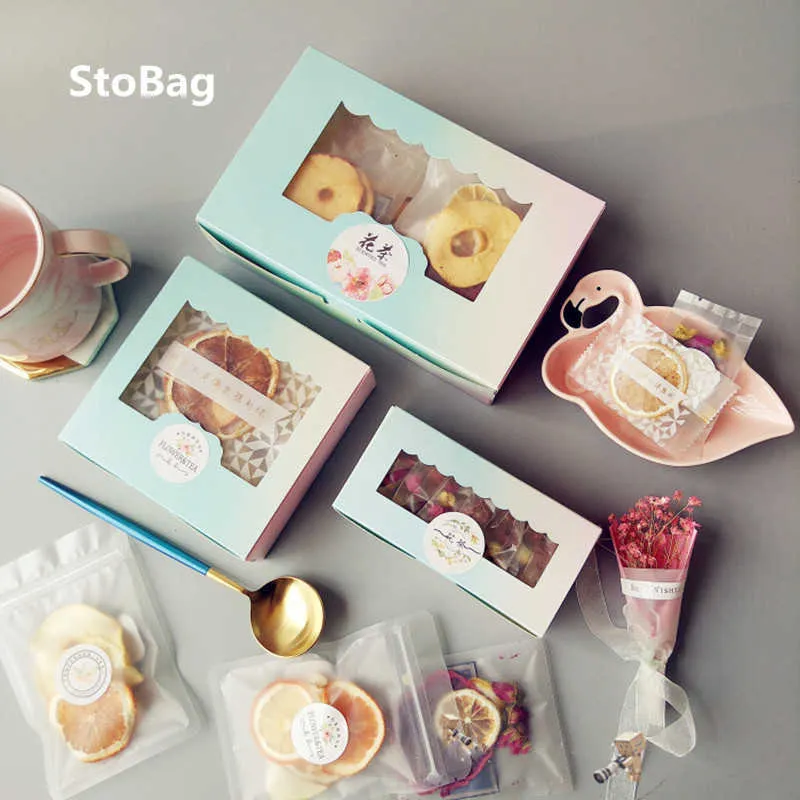 StoBag 20pcs Gradient Baking Gift Boxes Candy Chocolate Pcakage Cake Decorating Supplies Baby Show Birthday Wedding Supplies 210602