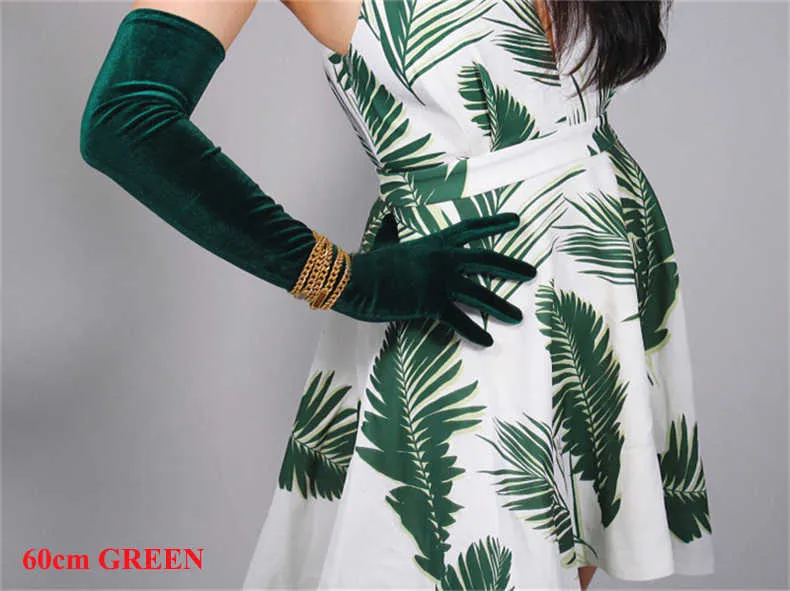 Velvet Gloves For Women Green Velour, 60cm Long, Touchscreen Compatible,  High Elastic, Dance Party From Sunnyroom, $9.84 | DHgate.Com