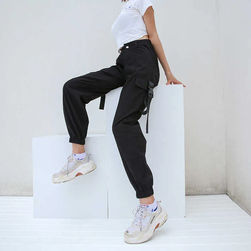 High Waist Black Cargo Joggers For Women Korean Style Loose Fit Streetwear  Ladies Black Cargo Trousers By HEYounGIRL X0629 From Cow01, $16.86