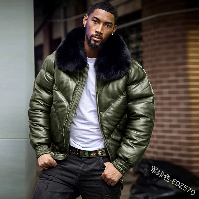 Men's Short Leather Motorcycle Jacket with Zipper Closure, Lapel