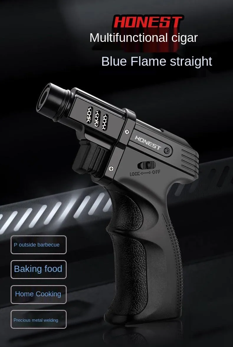Eerlijke Hoge Capaciteit Gas Lichter Torch Turbine Spray Gun Butane Super Blue Flame Sigaar Explosieveilige Barbecue Outdoor BBQ Wilde keuken
