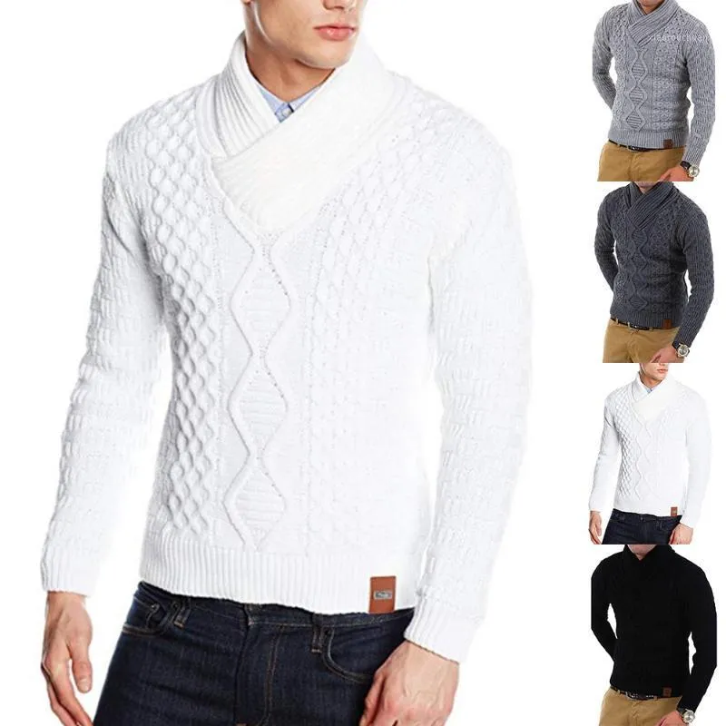 Męskie swetry V Neck Z Długim Rękawem Dzianiny Szydełka Sweter Topy Chunky Winter Warmer Jumper Casual Trip Męska Odzież