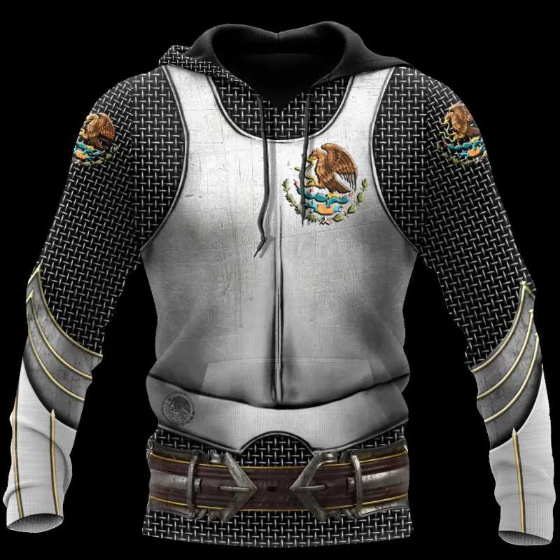 Men's Hoodies & Sweatshirts Mexico Armor Casual Hoodie Spring Unisex 3D Printing Custom Design Mexican Culture Zipper Pullover Men/Women's S
