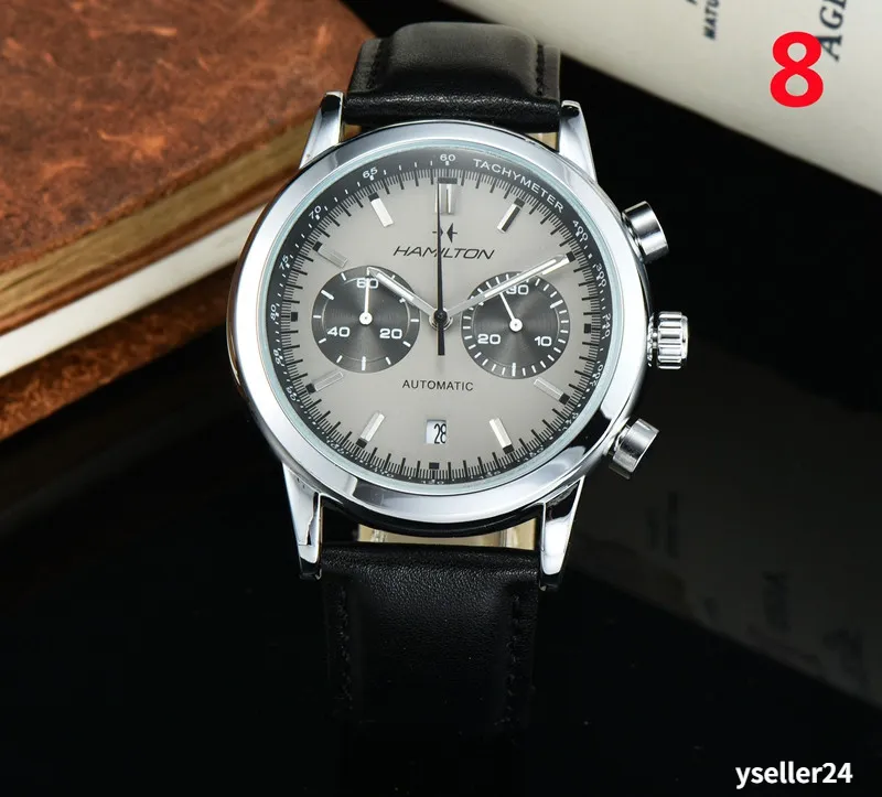 2021 pięć ściegów wszystkie tarcze działające męskie zegarki kwarcowe luksusowe zegarki z kalendarzem skórzany pasek i siatkowy pasek Top marka hamilt wysokiej jakości moda męska prezent