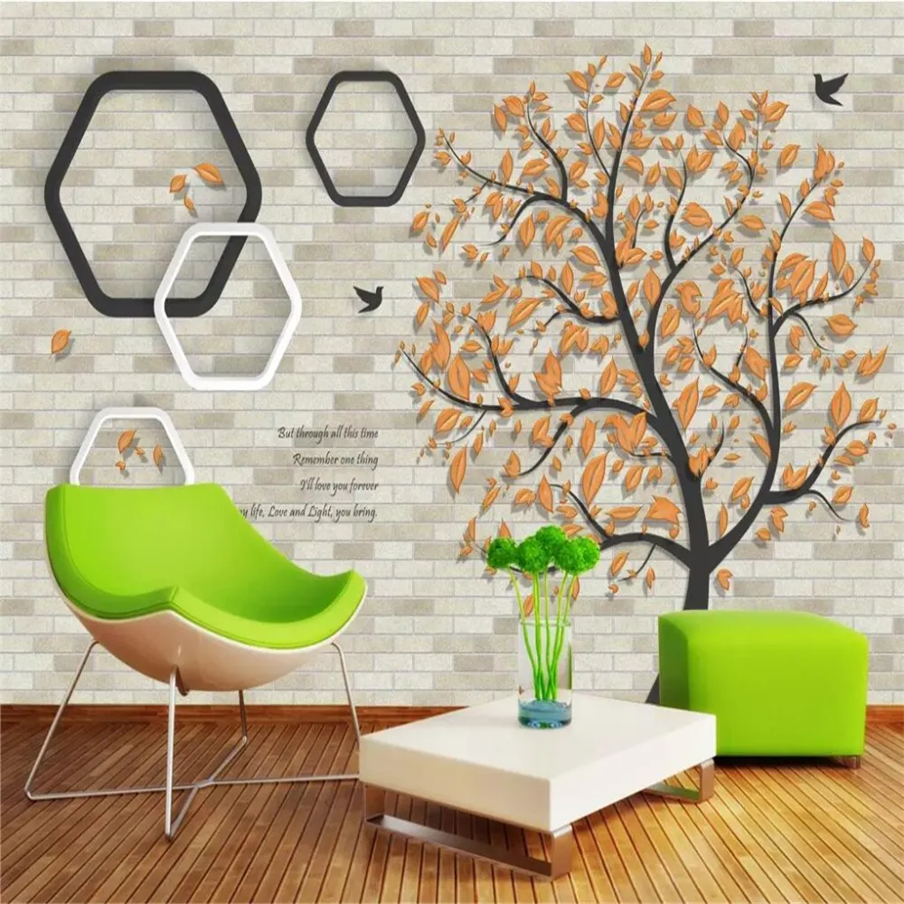 Papel de parede personalizado 3d foto mural arte minimalista árvore ouro tv fundo papéis decoração para casa 3d