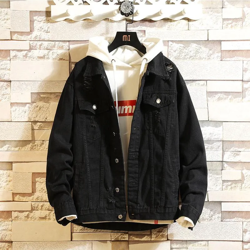 Mens black denim jacket 3xl clearance