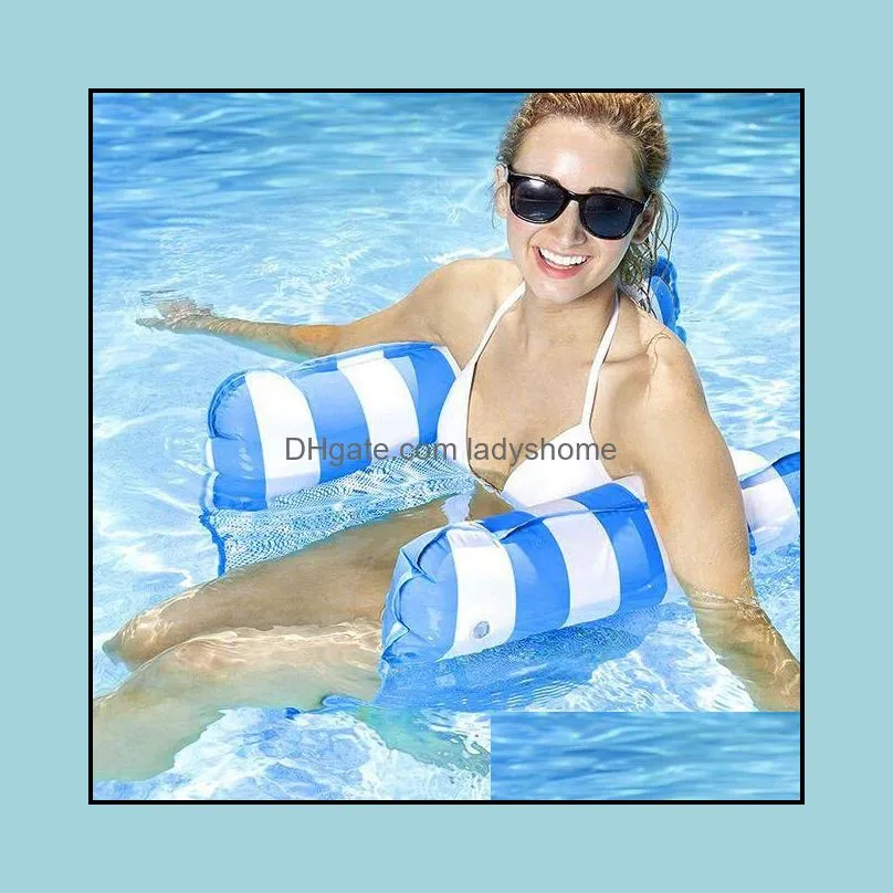 Adults Swimming Pool Striped Floats Hammock Chair Multi- Function Inflatable Pools Toys Water Lounge Raft Saddle Drifte HWE7490