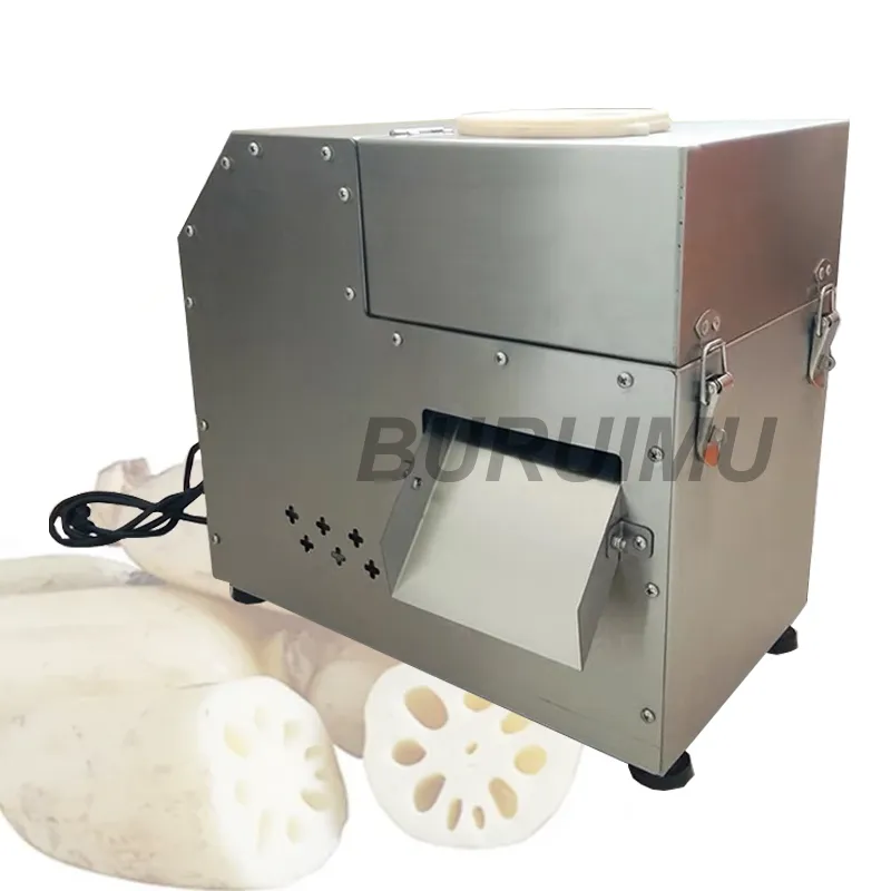 220 V Commercial Légumes Lotus Racine Cutter Pomme De Terre Dés Machine En Acier Inoxydable Automatique Fruits Concombre Trancheuse Fabricant