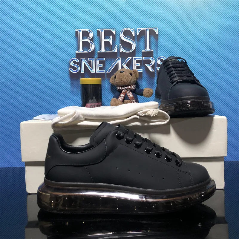 2021 Top Quality Desinger shoes Fashion Mens Women shoe Leather Lace Up Platform Oversized Sole Sneakers White Black Casual Trainers With Box