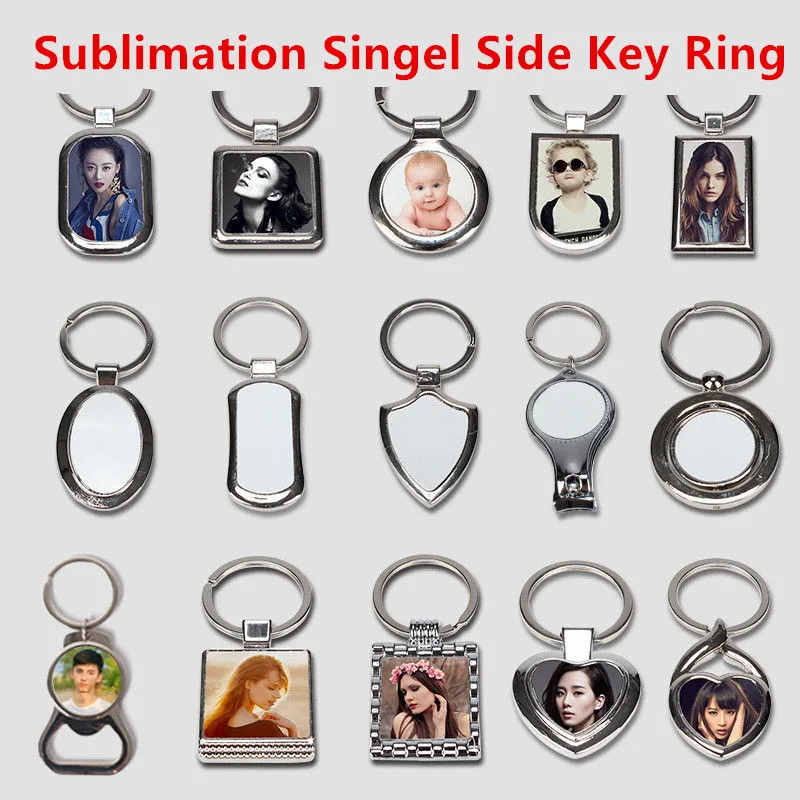 Wholesale! Sublimation Key Rings Blank White Metal Single Side For Sublimating Heat Transfer Keychain Christmas Valentine Pendants Gifts A12