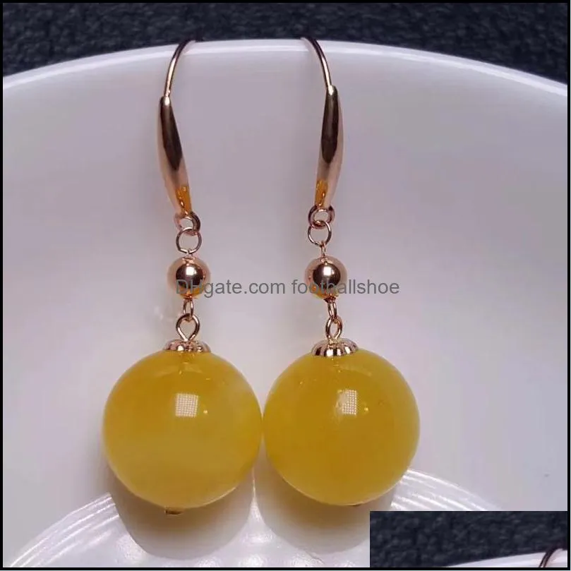 Beeswax Earrings Round Beads Chicken Butter Yellow Honey Natural Jewelry Amber Ladies Charms