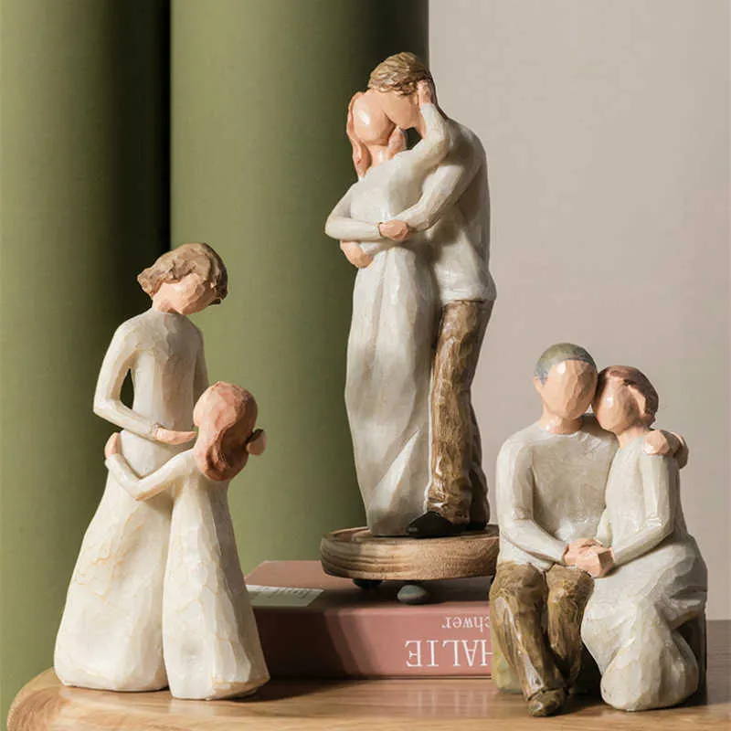 Mother's Day Birthday Nordic Home Decoration People Model Living Room Accessories Family Figurines Crafts Christmas Wedding Gift 210607