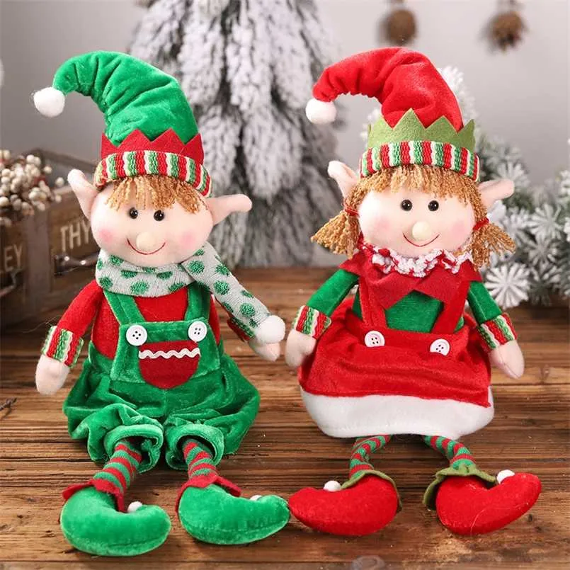 Feliz Natal elf boneca brinquedos para enfeites de casa crianças presente de aniversário de aniversário mesa de férias decoração brinquedo de pelúcia macio fofo 211019
