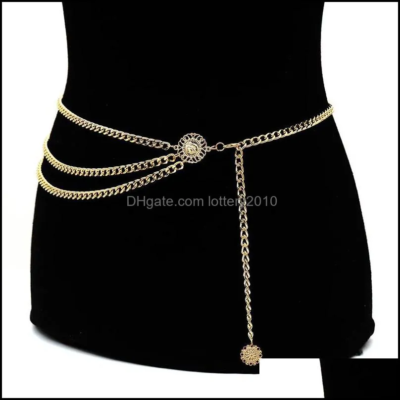 Belts Women Metal Chain Retro Belt High Waist Hip Coin Charms Waistband Body Multilayer Long Tassel For Party Jewelry Dress