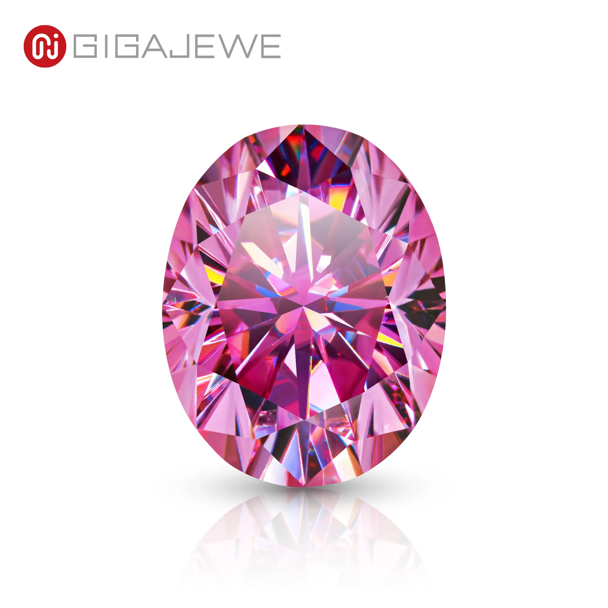 Gigajewe 핑크 컬러 타원형 VVS1 Moissanite 다이아몬드 5x7mm-10x14mm 쥬얼리 만들기