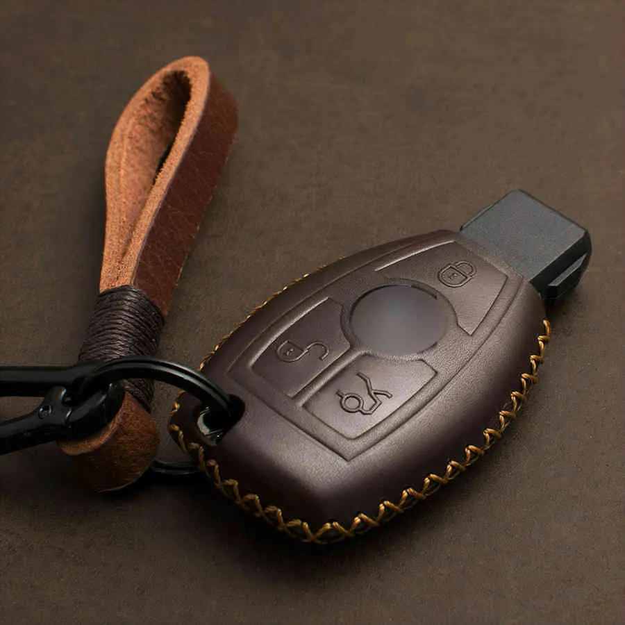 1 PCS Genuine Leather Car Case Key Cover For W203 W204 W210 W211 A B C E S Class SL GLE GLC GLK GLA GLS CLS CLK CLA SLK