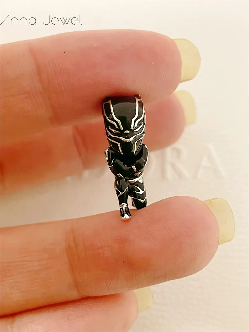 Movie Mavel Black leopard S925 Silver Pandora Подвески для браслетов DIY Jewlery Making European Loose Beads Модные серебряные ювелирные изделия оптом 790783C01