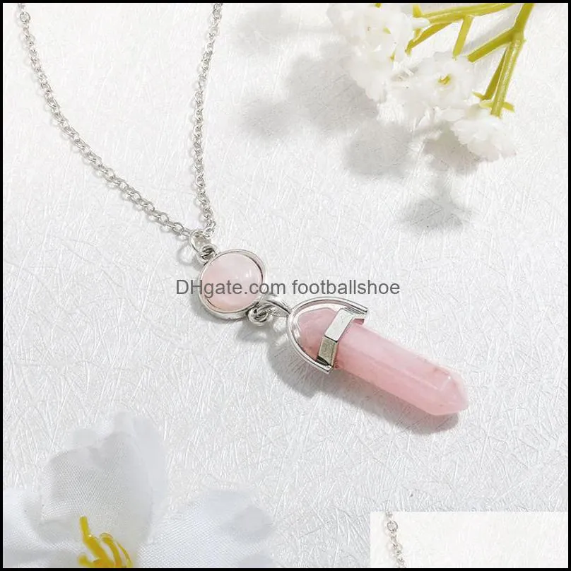Natural Gemstone Pendants Necklace Opal Rose Quartz Healing Crystals Jewelry for Women Girls DHL