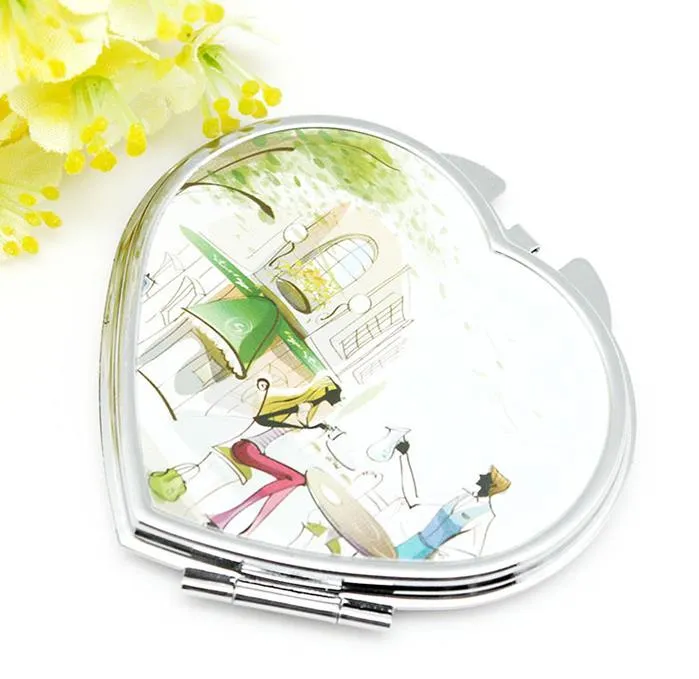 DIY Makeup Mirrors Iron 2 Face Sublimation Blank Plated Aluminum Sheet Girl Gift Cosmetic Compact Mirror Portable Decoration SN2647