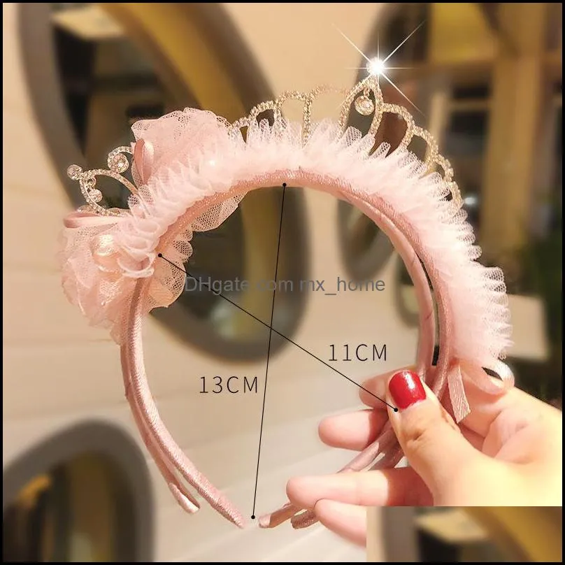 Organza Lace Silk Ribbon Hairband For Girls Boutique Korean Pink Children`s Headband Fashion Hair Hoop Hairs Accessories