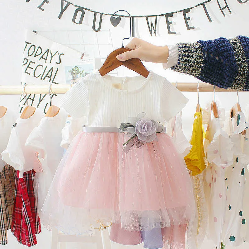 生まれたばかりの赤ちゃんの女の子のドレス夏服のファッション幼児の赤ちゃんの誕生日の服幼児ガールドレスQ0716のためのかわいい王女のドレス