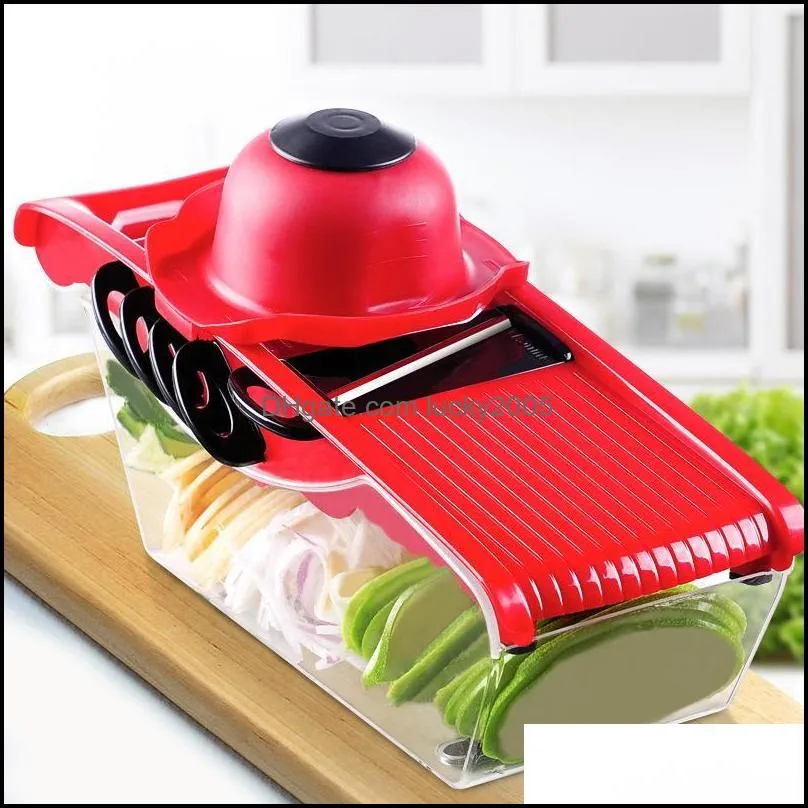 Christmas party mandolin slicer vegetable knife and tool stainless steel blade kitchen fruit manual potato peeler carrot shredder dicing machine six